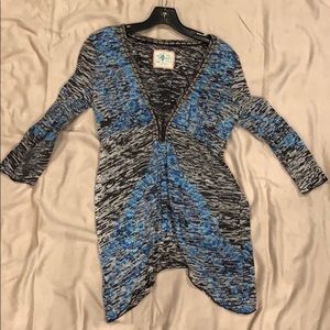Free People gray and blue tunic top